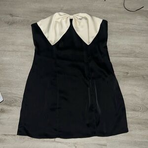 Black strapless bow dress